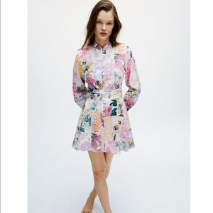 ZARA Floral Mini Linen Dress